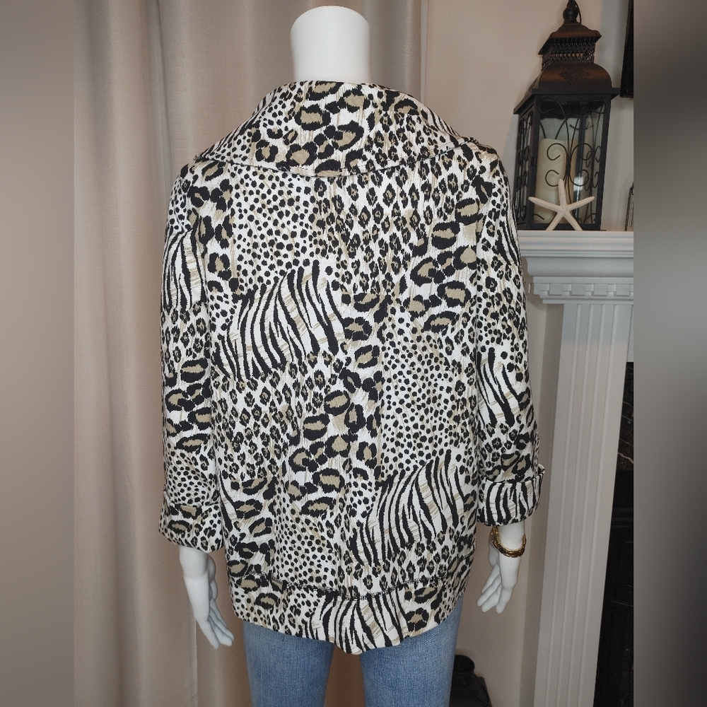 KIM ROGERS EXTENDED COLLAR ANIMAL PRINT JACKET, Multi-Color S - Picture 5 of 8